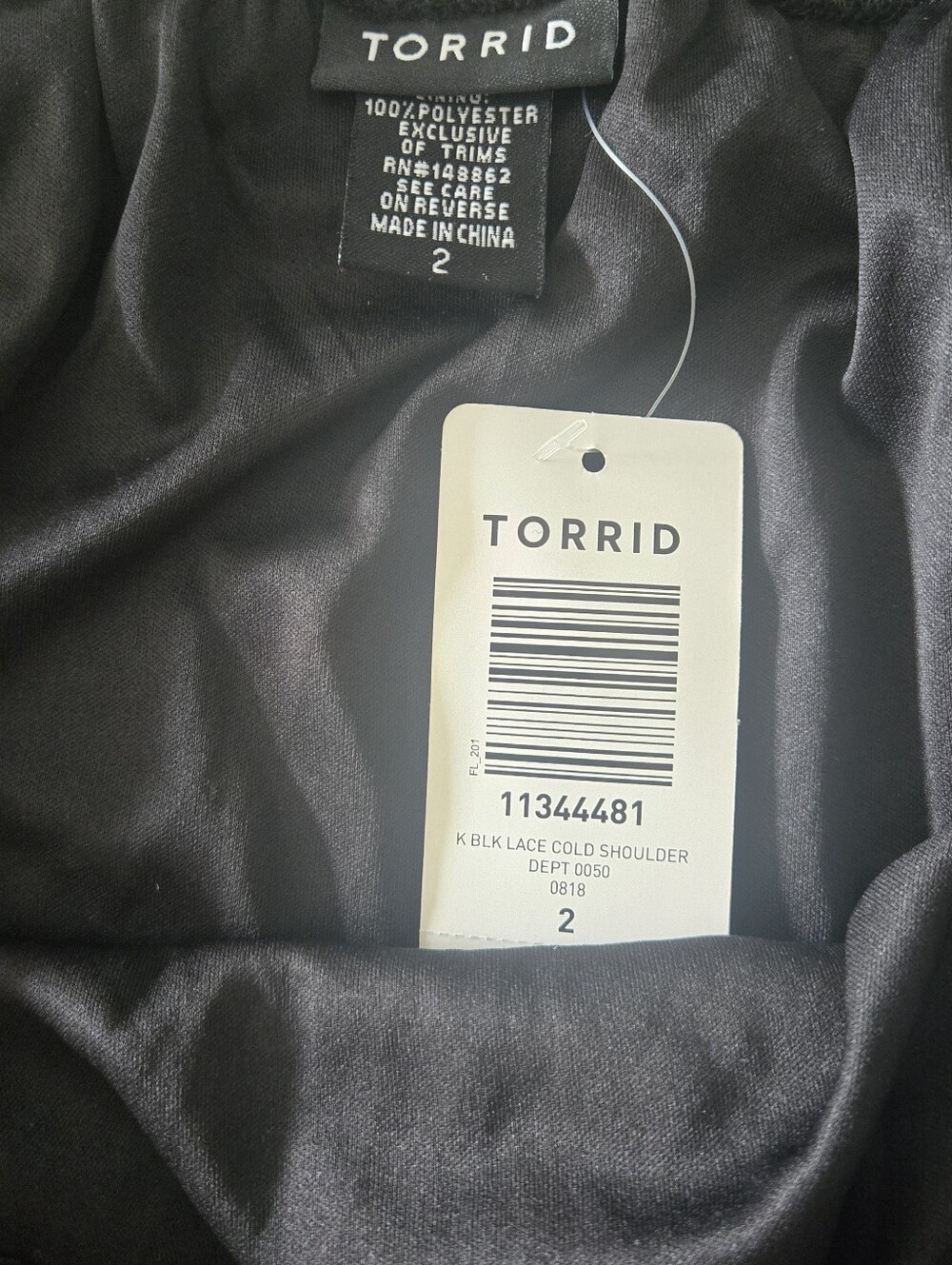 NWT Torrid Women Black Lace Cold Shoulder Top Blouse Size 2 Oversize - Picture 6 of 6